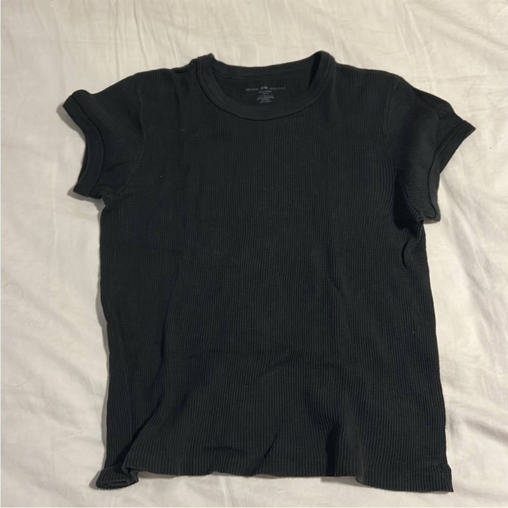 Brandy Melville Black Ribbed T-Shirt